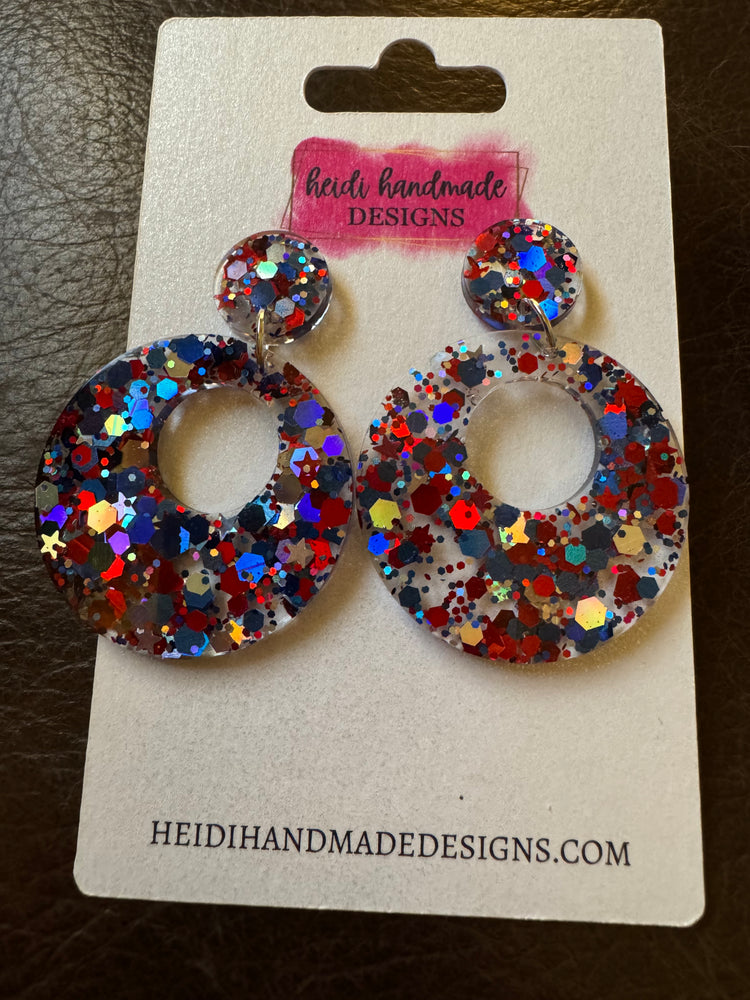 Patriotic Dangle Glitter Earrings