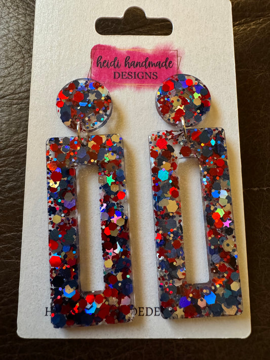 Patriotic Dangle Glitter Earrings