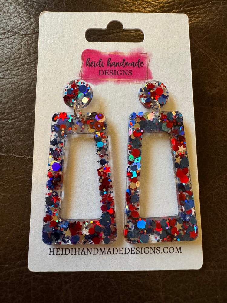 Patriotic Dangle Glitter Earrings