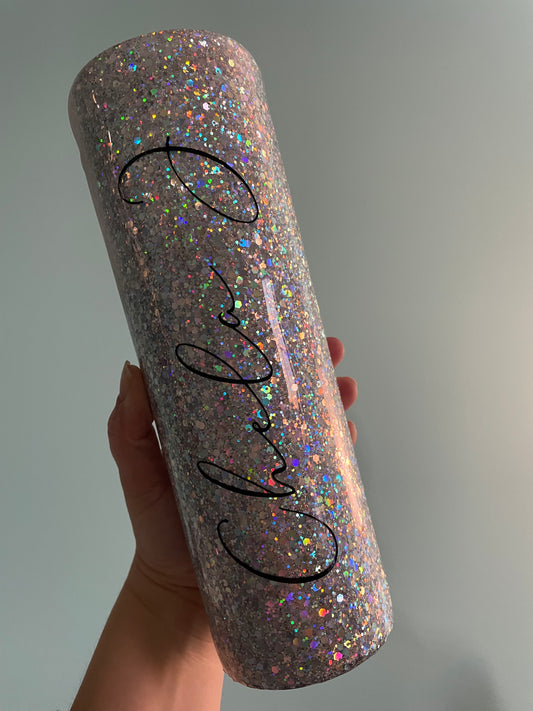 Chunky Holographic Silver Glitter Tumbler