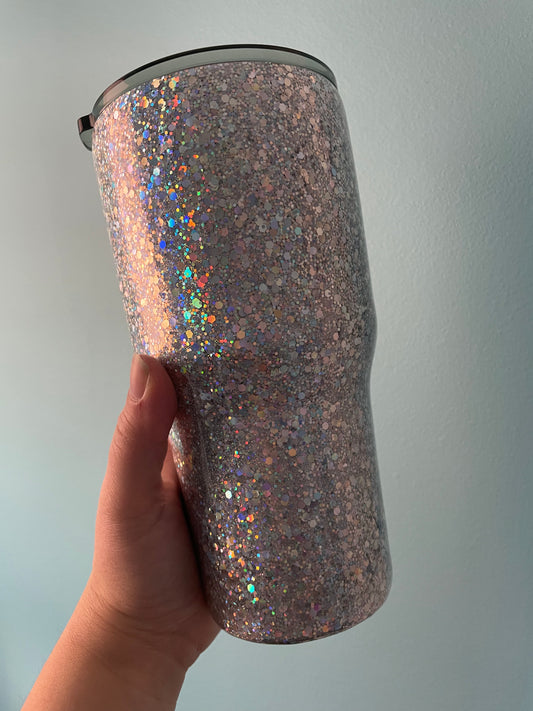 Chunky Holographic Silver Glitter Tumbler