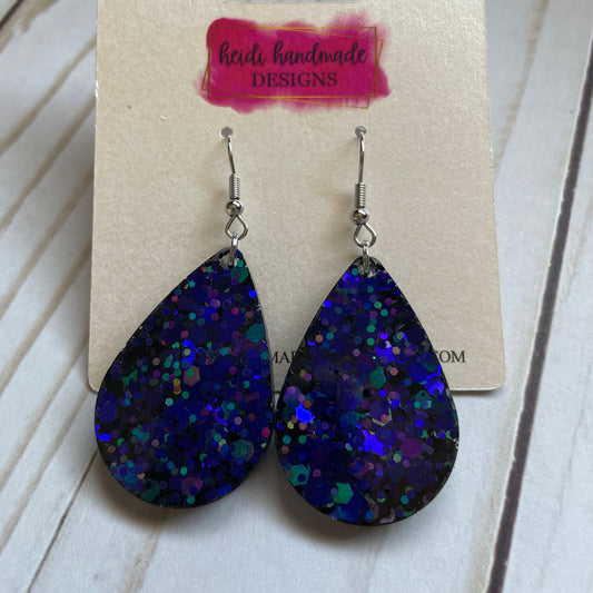 Dark Magic Glitter Teardrop Dangle Earrings