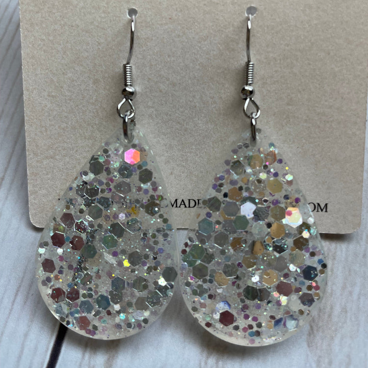 Mirror, Mirror Glitter Teardrop Dangle Earrings