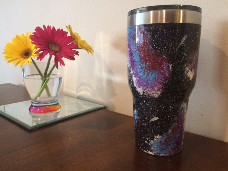 Galaxy Holographic Painted Glitter Tumbler