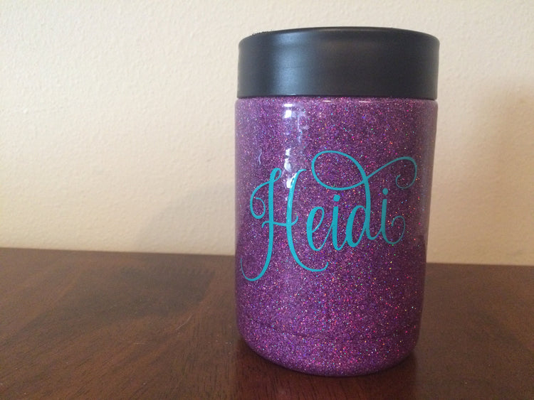 Glitter Stainless Steel Can Holder | Personalized Holographic Drink Sleeve | Custom Can Colster | Rainbow Drink Holder