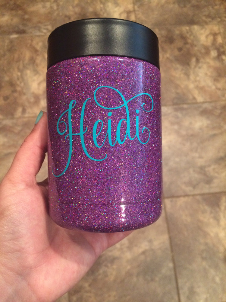 Glitter Stainless Steel Can Holder | Personalized Holographic Drink Sleeve | Custom Can Colster | Rainbow Drink Holder