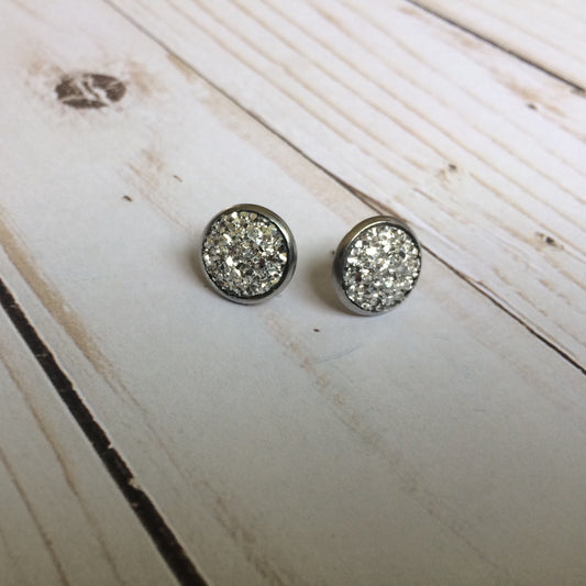 Sliver Faux Druzy Earrings