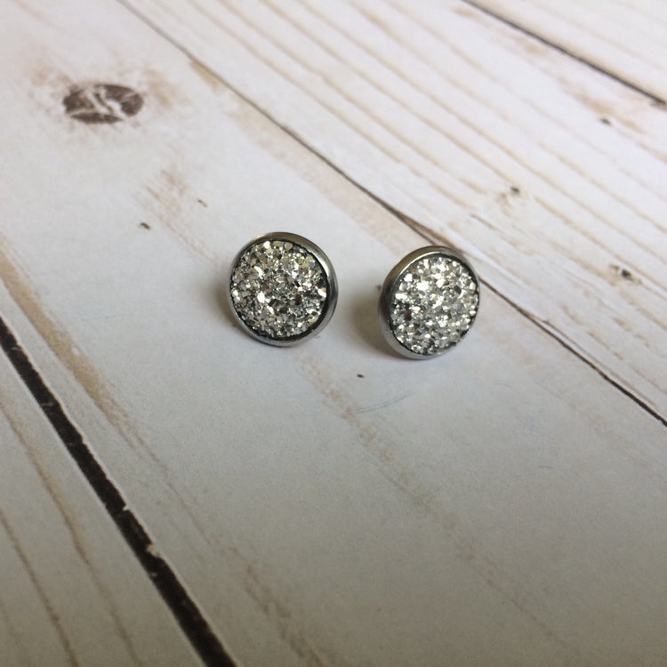 Sliver Faux Druzy Earrings