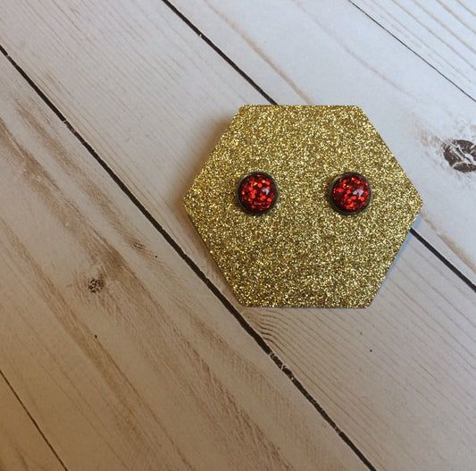 Red Glitter Earrings