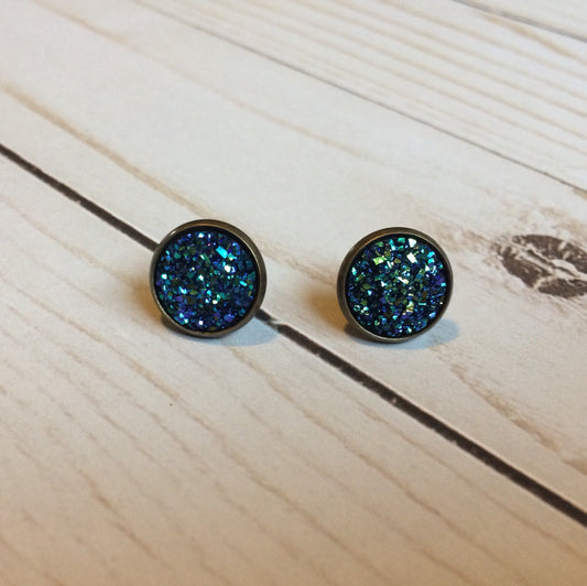 Royal Blue Faux Druzy Earrings