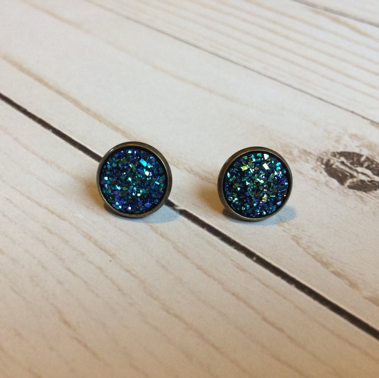 Royal Blue Faux Druzy Earrings