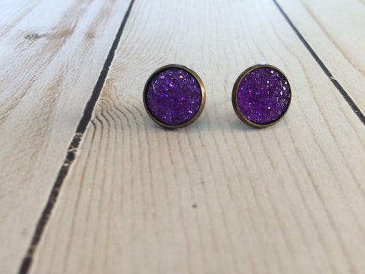 Purple Faux Druzy Earrings