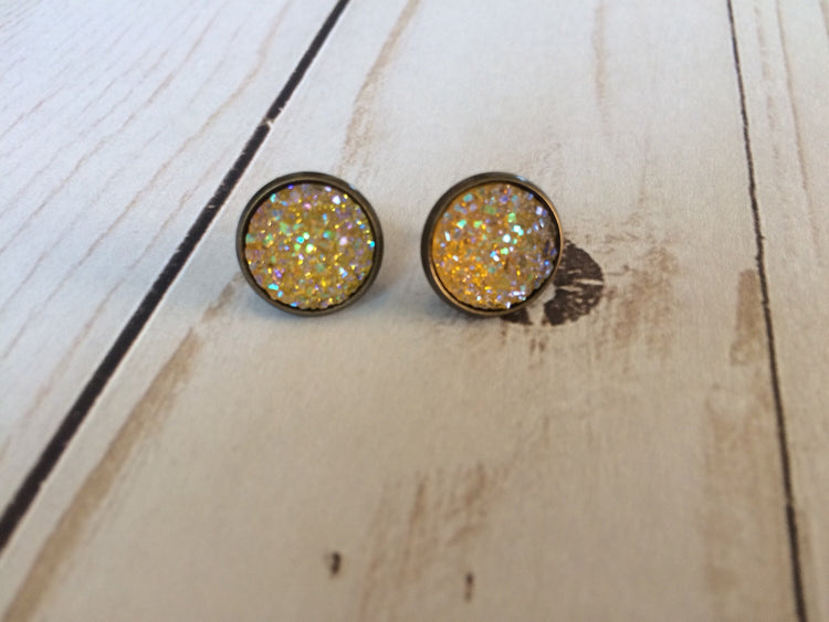 Yellow Faux Druzy Earrings