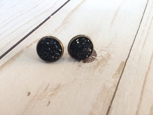 Black Faux Druzy Earrings