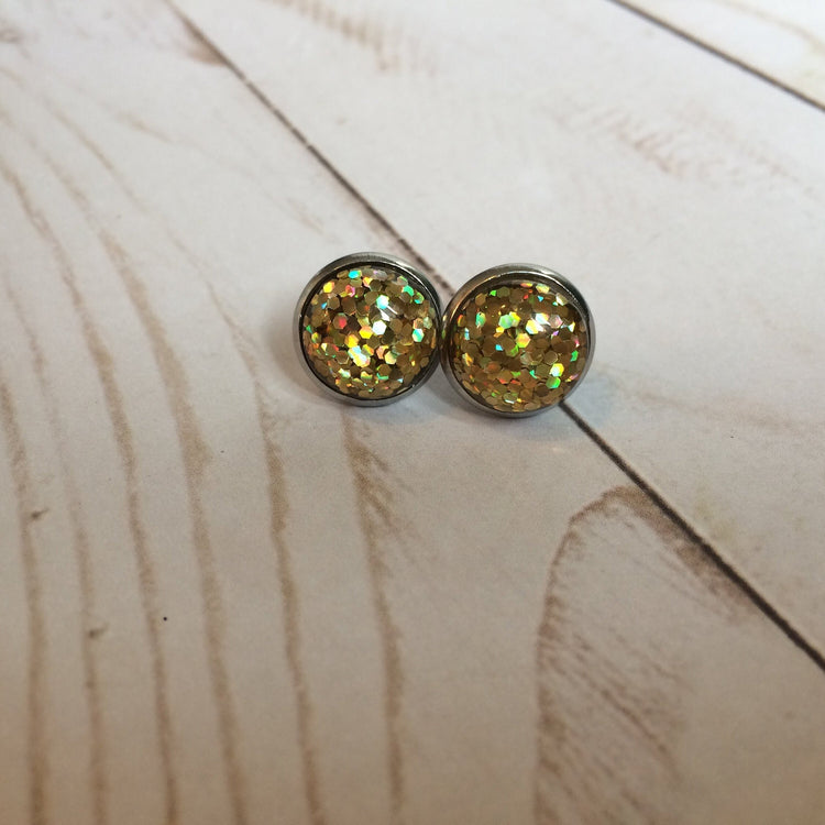 Gold Holographic Glitter Earrings