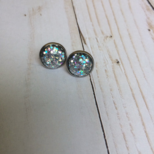 Sliver Holographic Glitter Earrings