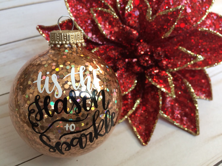 Tis the Season to Sparkle Gold Glitter Ornament