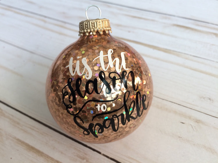 Tis the Season to Sparkle Gold Glitter Ornament