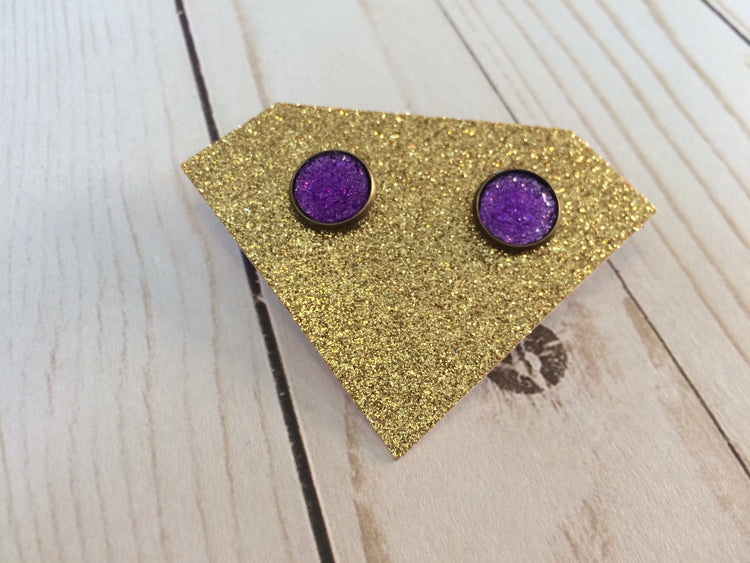 Purple Faux Druzy Earrings