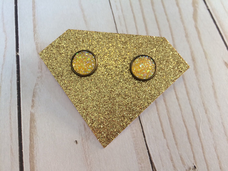 Yellow Faux Druzy Earrings