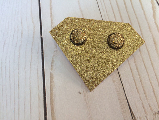 Metallic Gold Colored Faux Druzy Earrings