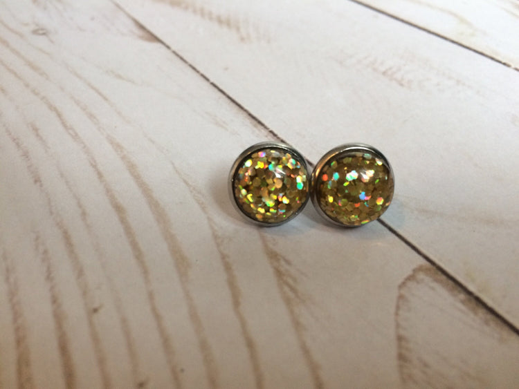 Gold Holographic Glitter Earrings