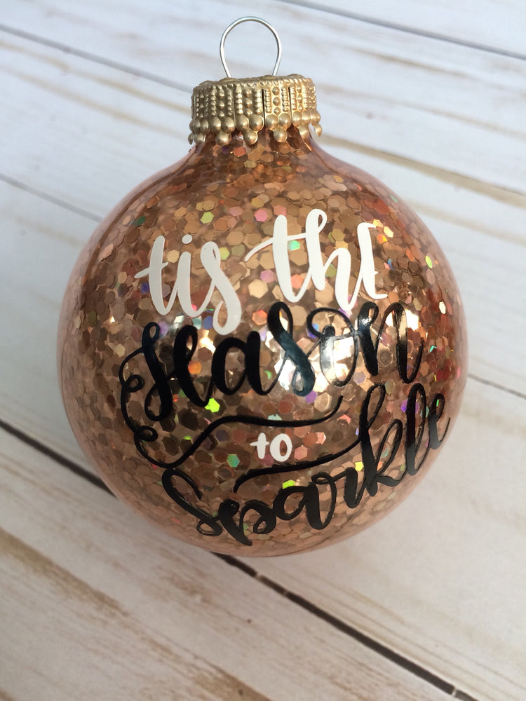 Tis the Season to Sparkle Gold Glitter Ornament