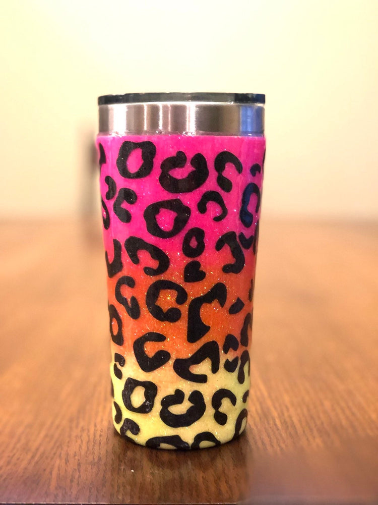 Rainbow Leopard Tumbler, Colorful Cheetah Print Travel Mug