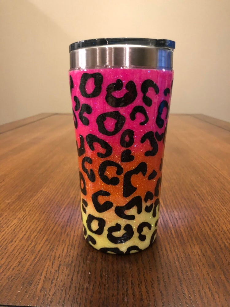 Rainbow Leopard Tumbler, Colorful Cheetah Print Travel Mug