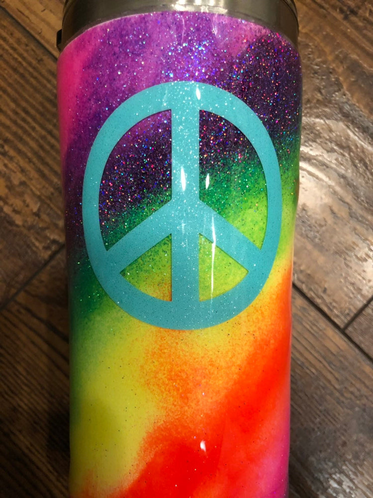 Neon Rainbow Swirl Glitter Tumbler