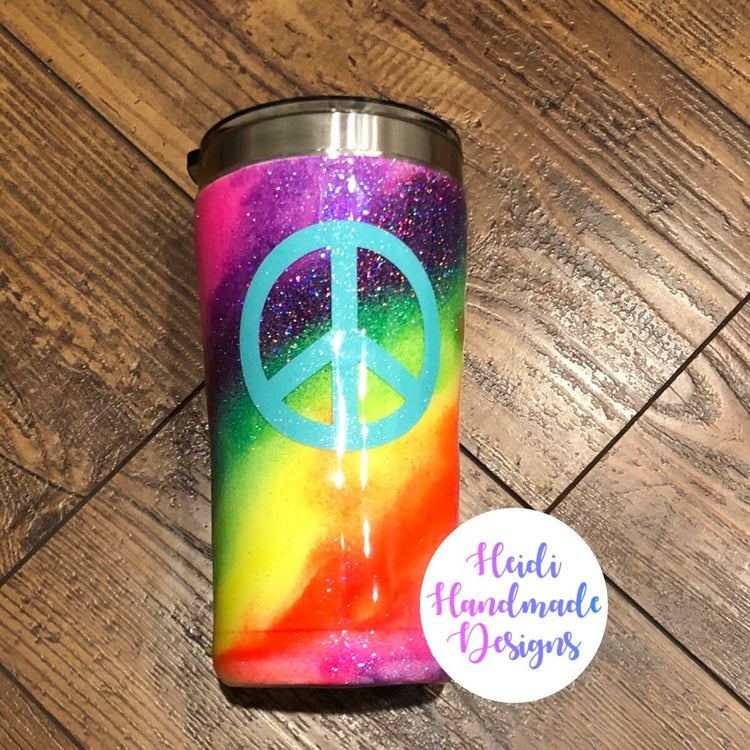 Neon Rainbow Swirl Glitter Tumbler