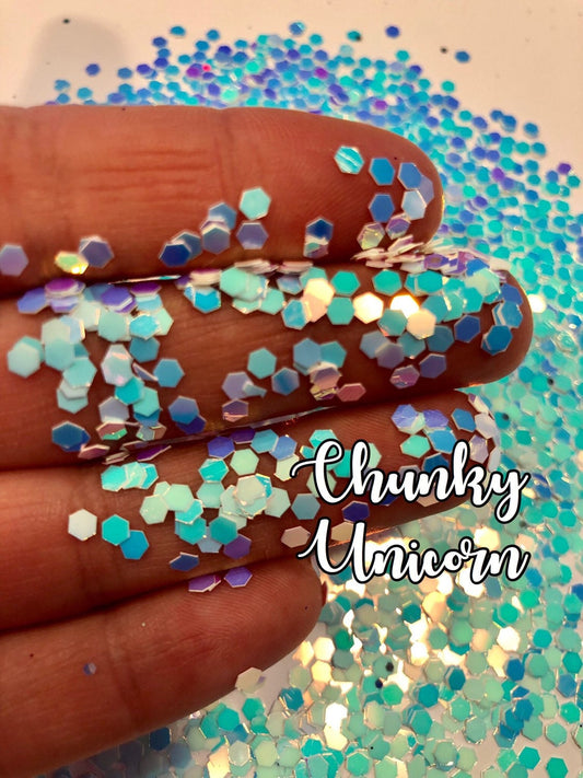 Chunky Unicorn 1/10" Glitter | Color Shifting White, Blue and Purple