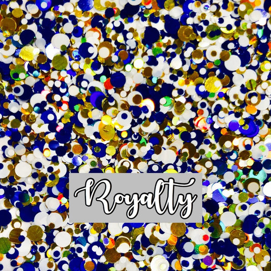 Royalty Chunky Dot Glitter | Royal Blue, Gold, and White