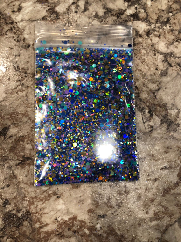 Mermaid Magic Chunky Glitter | Royal Blue, Gold, Teal and Lavender Dot Mix