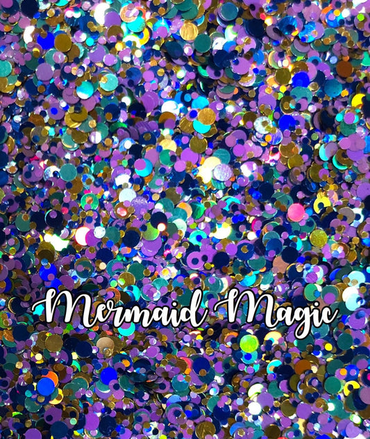 Mermaid Magic Chunky Glitter | Royal Blue, Gold, Teal and Lavender Dot Mix