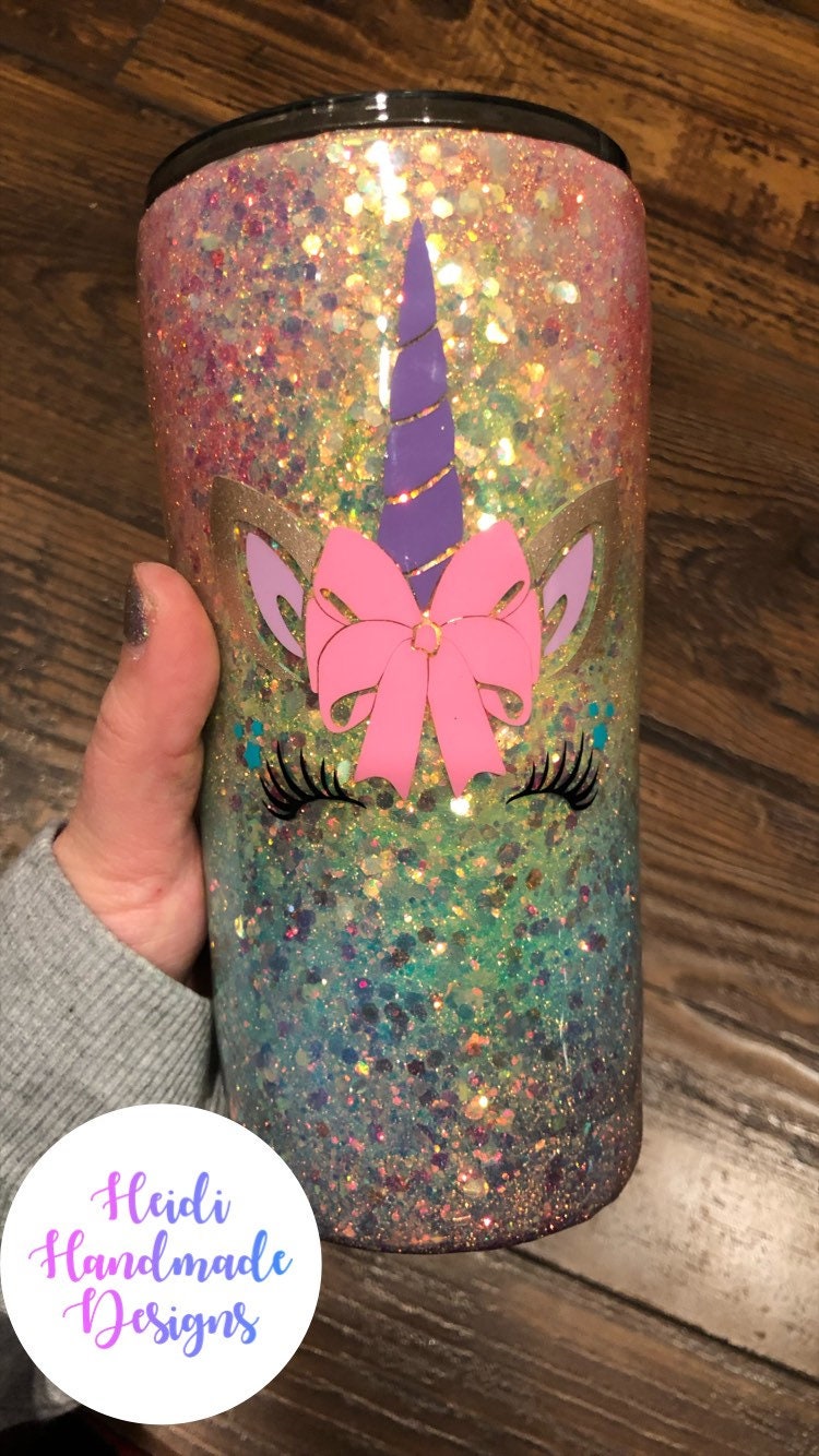 Rainbow Gold Opal Chunky Glitter Tumbler