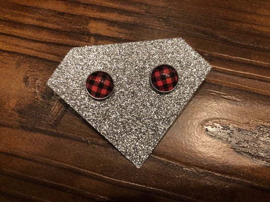 Red and Black Buffalo Plaid Earrings