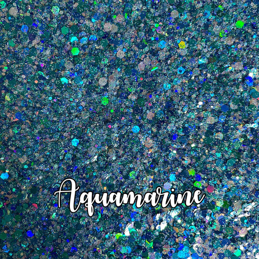 Aquamarine | Holographic and Opal Chunky/Fine Mix Polyester Glitter