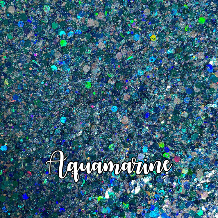 Aquamarine | Holographic and Opal Chunky/Fine Mix Polyester Glitter