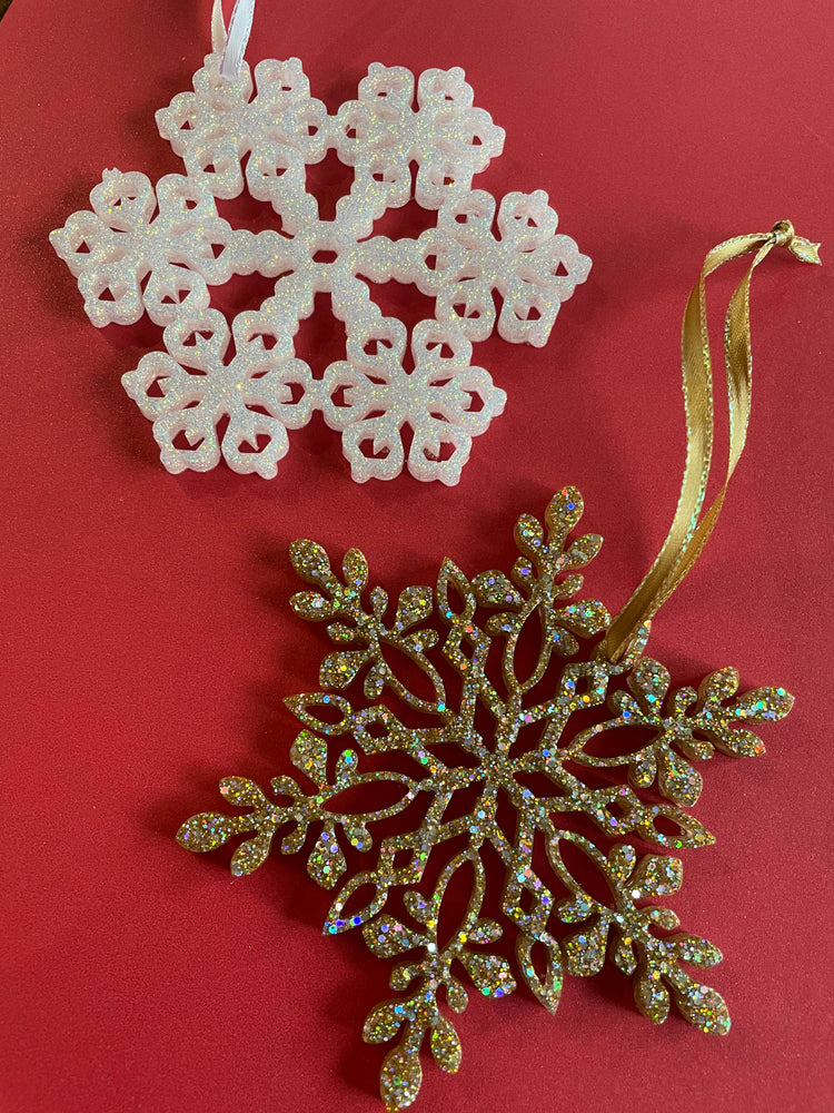 Glitter Resin Snowflake Ornaments