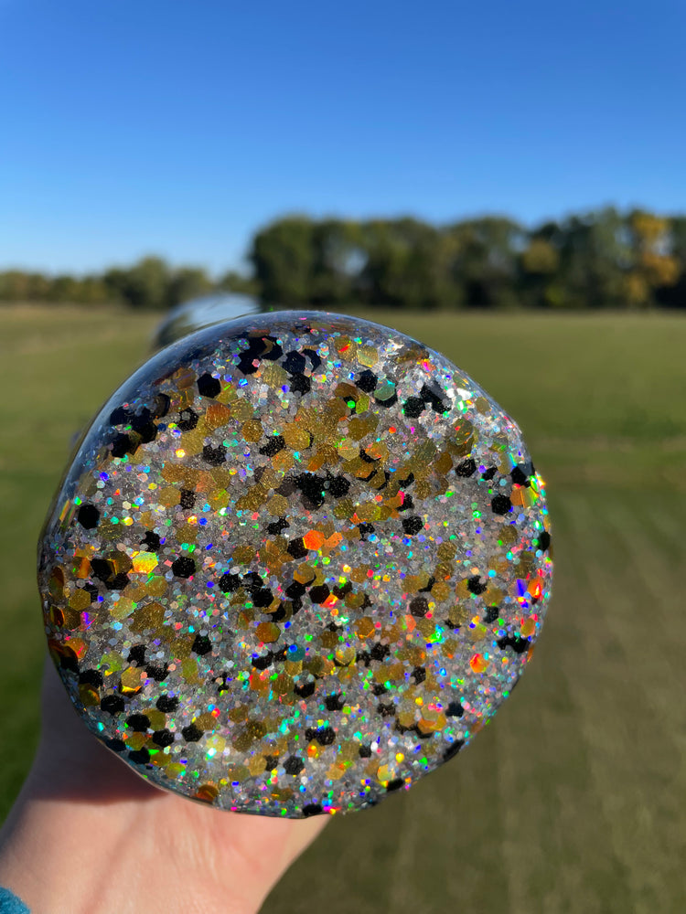 Black and White Buffalo Plaid Glitter Tumbler