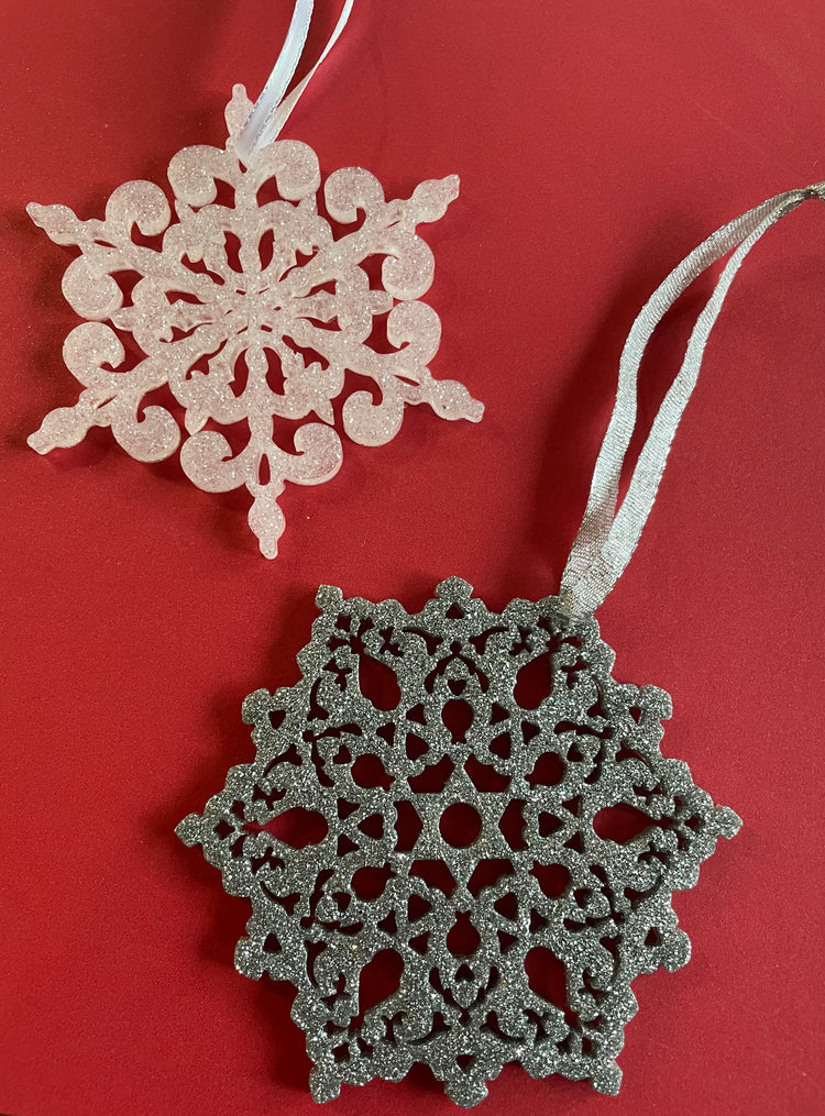 Glitter Resin Snowflake Ornaments