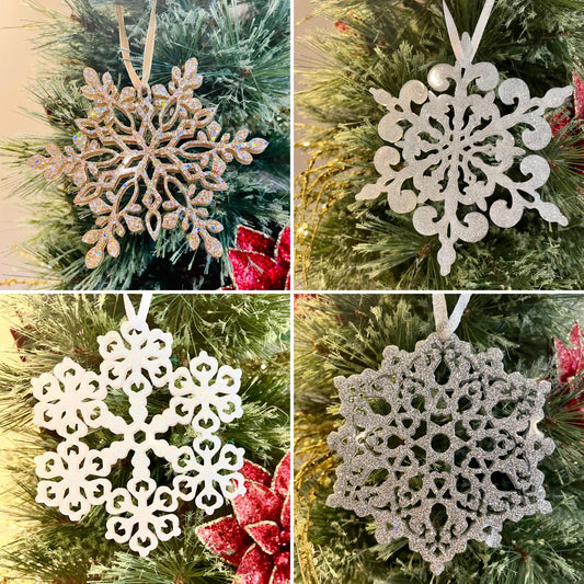 Glitter Resin Snowflake Ornaments