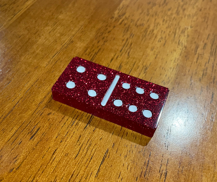 Red Glitter Dominoes | Standard Set of Double Six