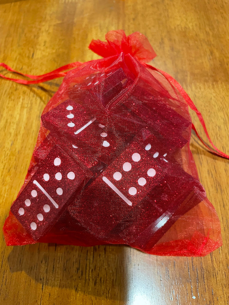 Red Glitter Dominoes | Standard Set of Double Six